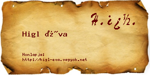 Higl Éva névjegykártya